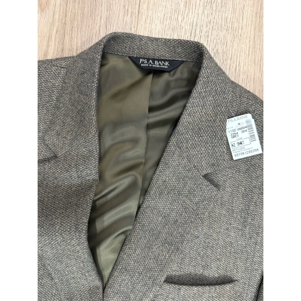 NWT Jos. A. Bank Mens 42 Short Grey Tweed Blazer Wool Sport Coat Jacket 42S